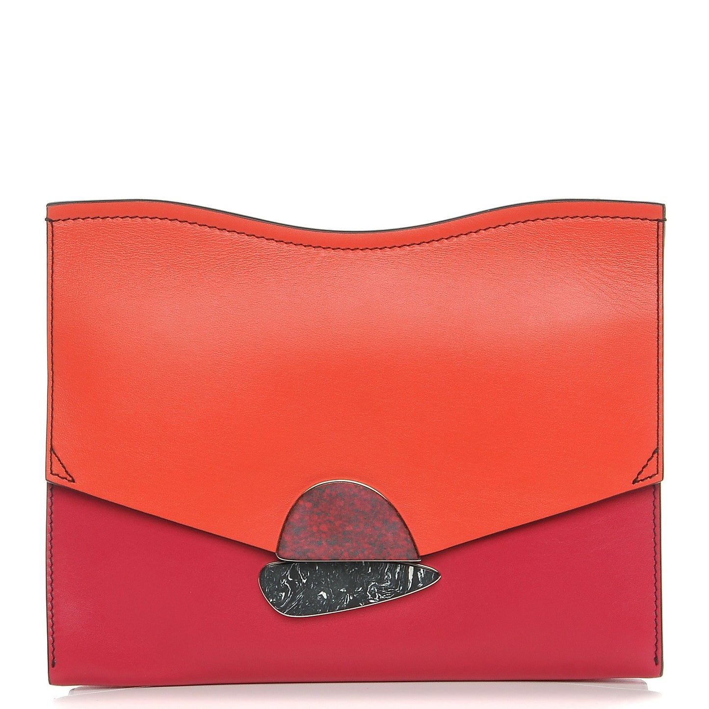 Calfskin Medium Curl Bag Clutch Dark Pink