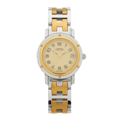 Hermes Stainless Steel 24mm Clipper Quartz Watch Gold 1 of 4