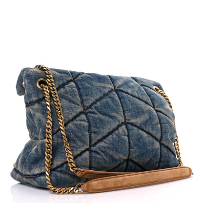Saint Laurent Denim Quilted Small Loulou Puffer Monogram Chain Satchel Blue Cinnamon 3 of 11
