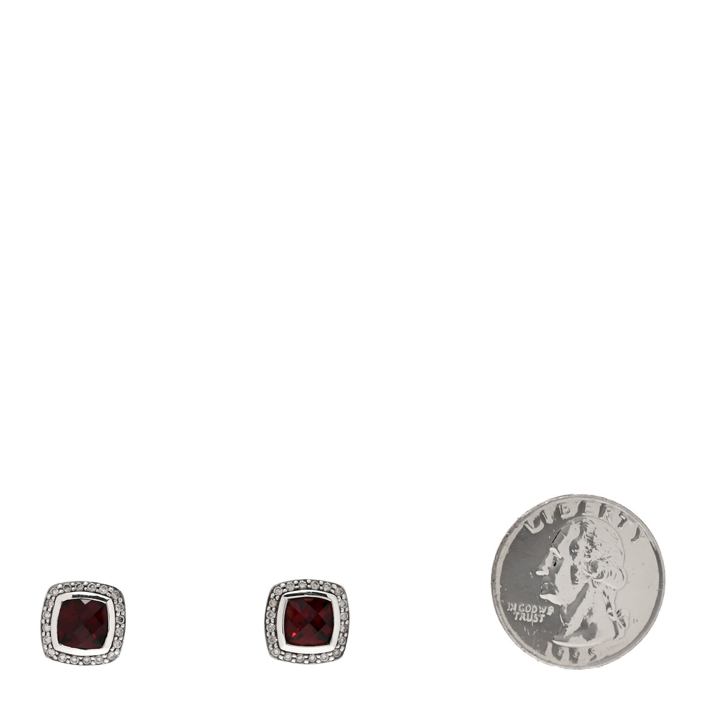 Sterling Silver Diamond Garnet 7mm Petite Albion Earrings