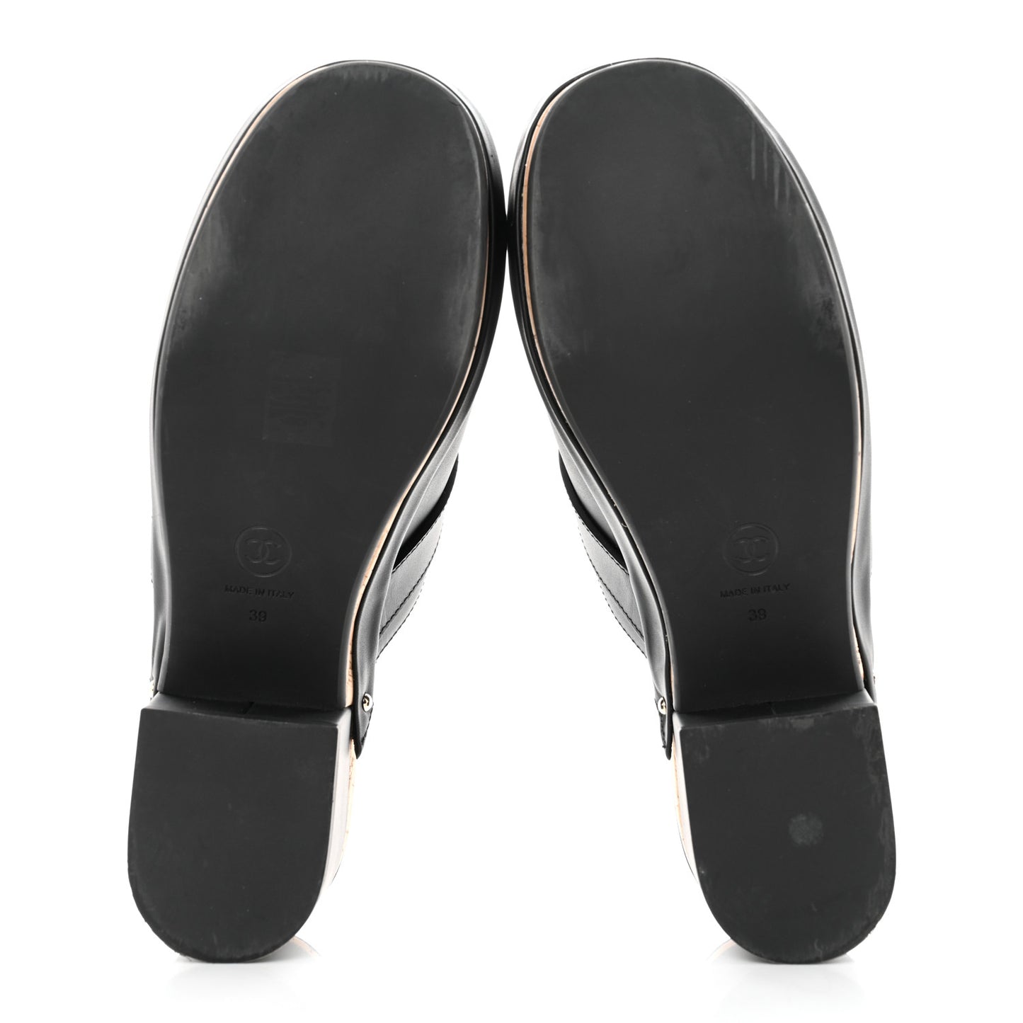 Calfskin CC Turn Lock Clogs 39 Black