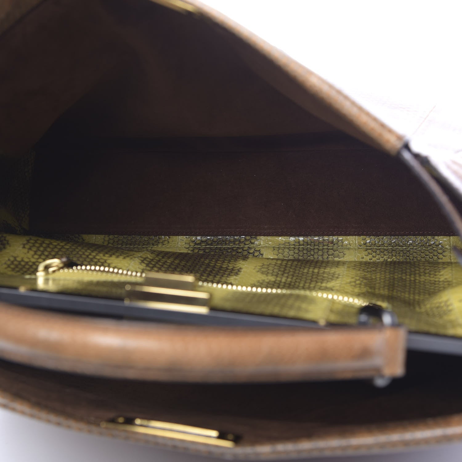 Fendi Watersnake Large Peekaboo Iconic Satchel Brown 6 of 12