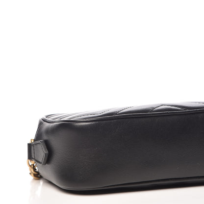 Gucci Calfskin Matelasse Mini GG Marmont Chain Shoulder Bag Black 8 of 9