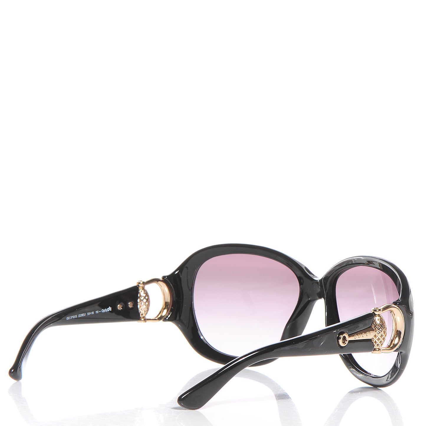 Oval Frame Horsebit Sunglasses 3712/S Black