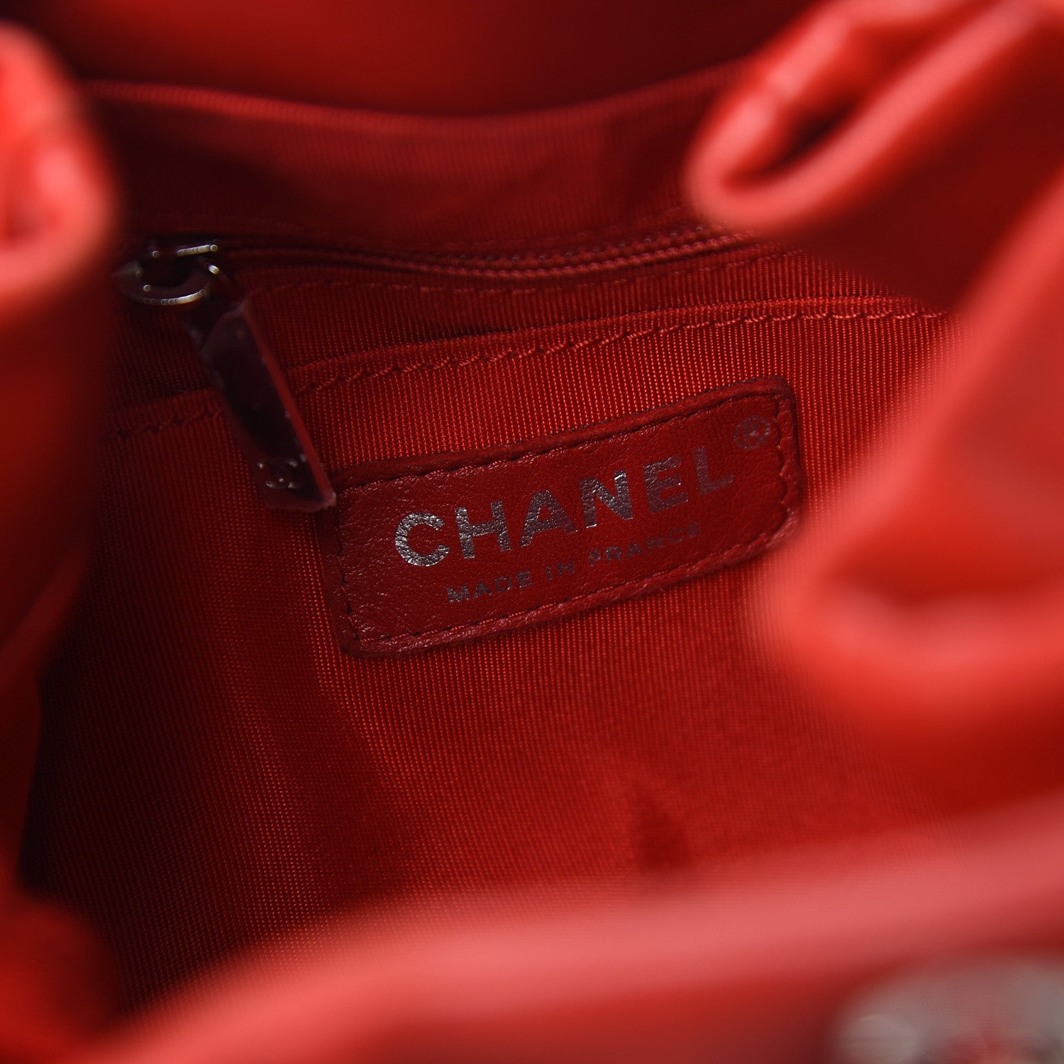 Chanel Lambskin Quilted Small CC Chain Drawstring Bucket Bag Red 5 of 10