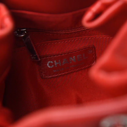 Chanel Lambskin Quilted Small CC Chain Drawstring Bucket Bag Red 5 of 10
