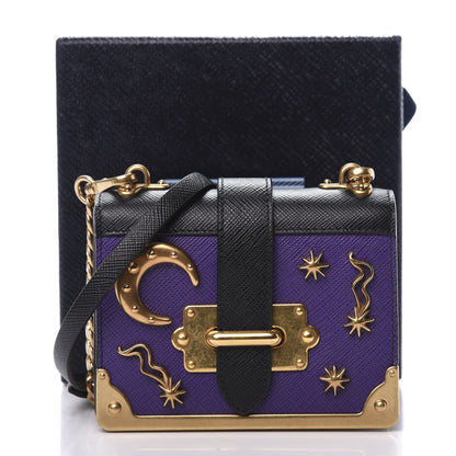 Prada Saffiano Astrology Mini Cahier Bag Viola Black 12 of 12