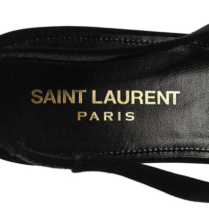 Saint Laurent Crepe De Chine Vivi 10 Plate Slingback Flats 37 Black 9 of 10