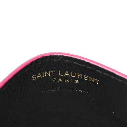 Saint Laurent Grain De Poudre Matelasse Chevron Monogram Credit Card Case Fresh Fuxia 6 of 9