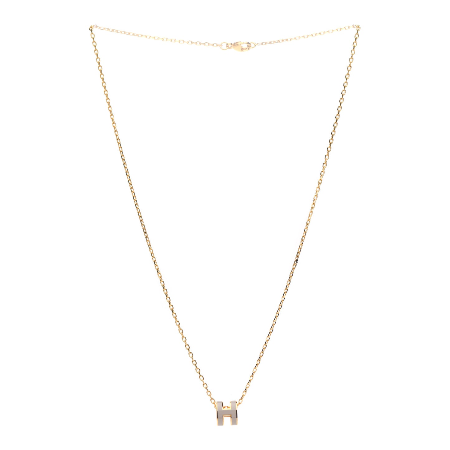Lacquered Gold Mini Pop H Pendant Necklace Marron Glace