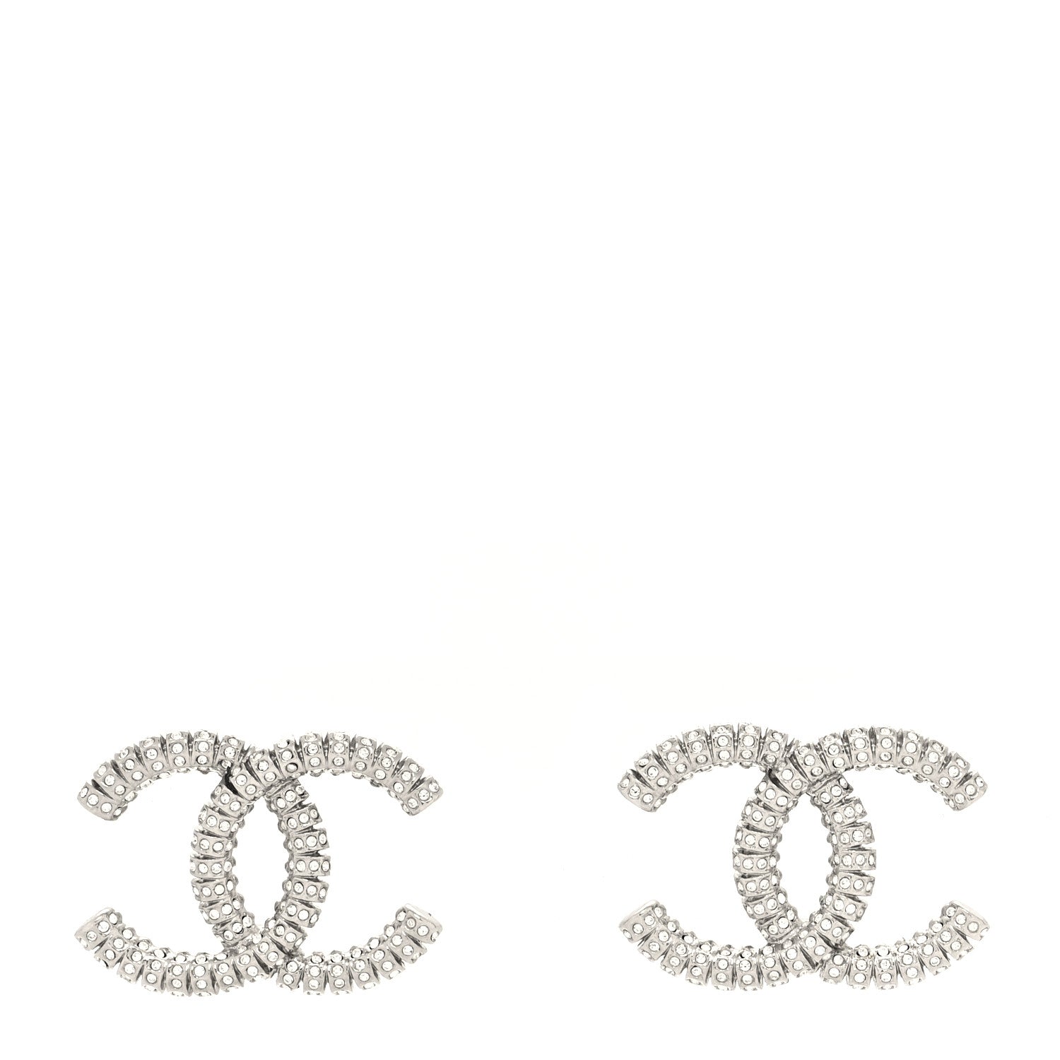 Chanel Crystal Large CC Earrings Silver 1 of 4