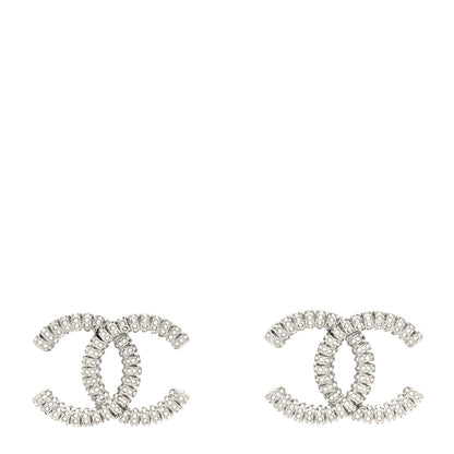 Chanel Crystal Large CC Earrings Silver 1 of 4