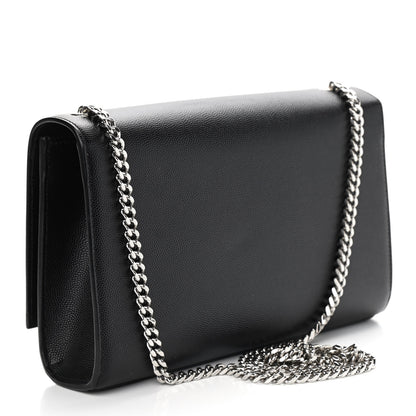 Saint Laurent Grain De Poudre Medium Classic Monogram Kate Satchel Black 3 of 9