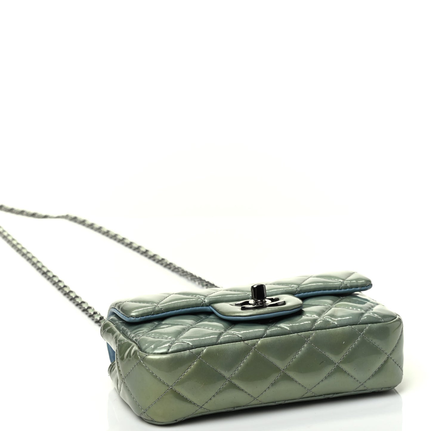 Patent Quilted Extra Mini Flap Light Blue
