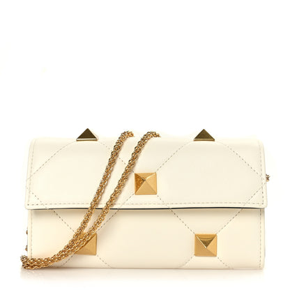 Valentino Garavani Nappa Roman Stud Wallet On Chain Ivory 1 of 7