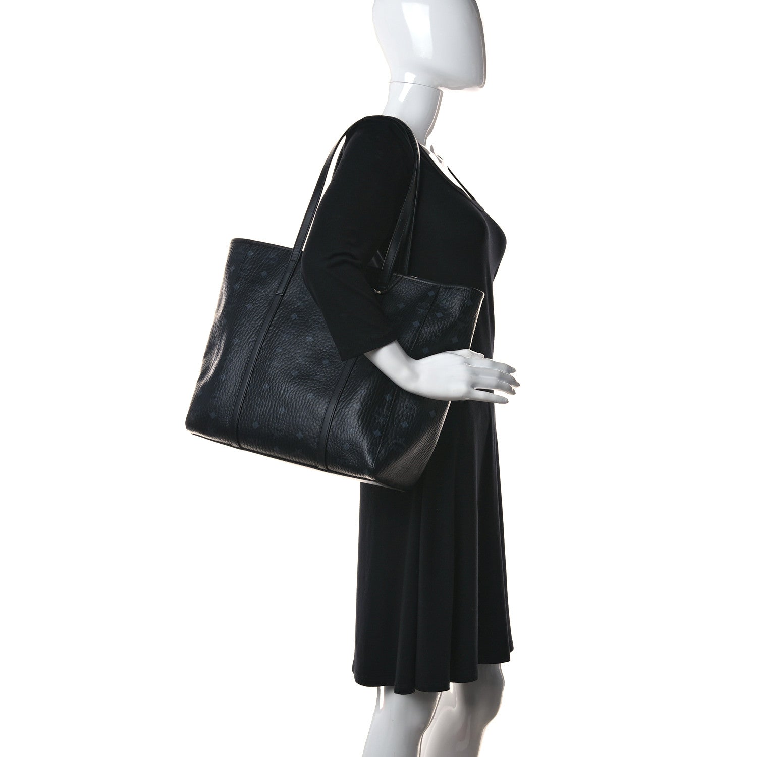 MCM Visetos Toni Shopper Tote Black 2 of 10