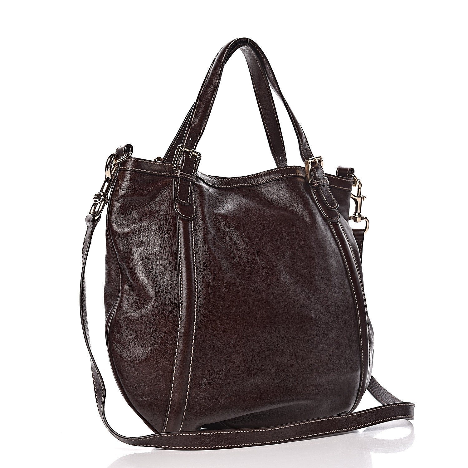 Gucci Calfskin Medium Britt Tote Dark Brown 4 of 15