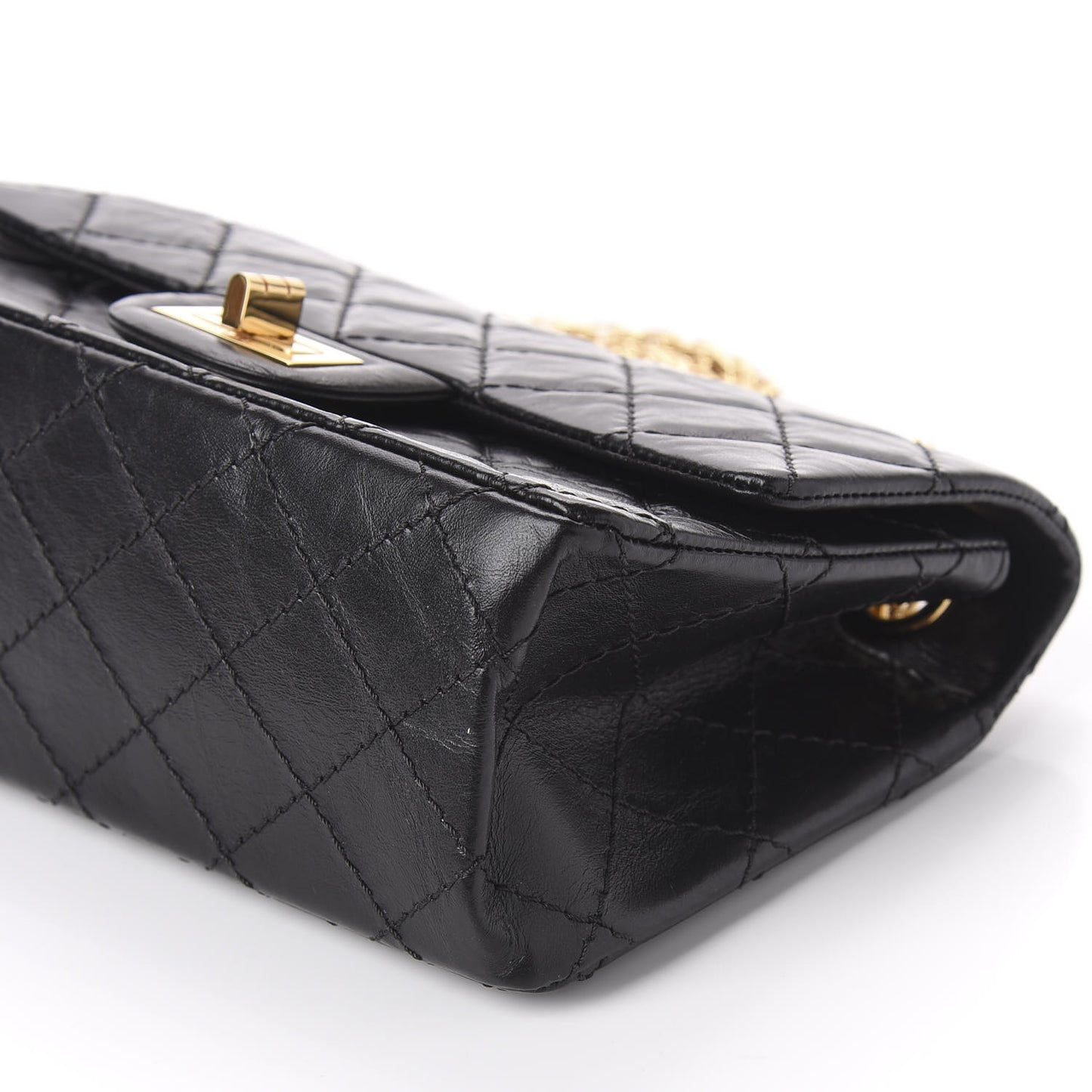 Aged Calfskin Quilted 2.55 Reissue Mini Flap Black
