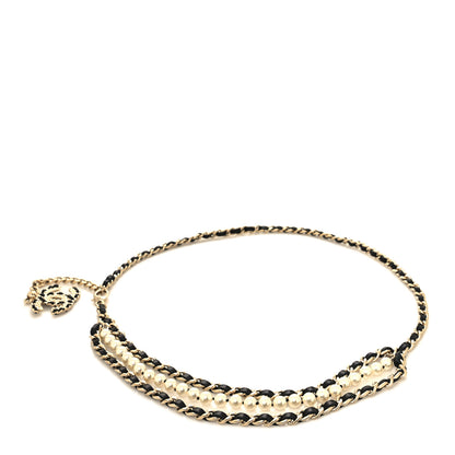 Chanel Lambskin Pearl Chain CC Fancy Belt Black Gold 1 of 4