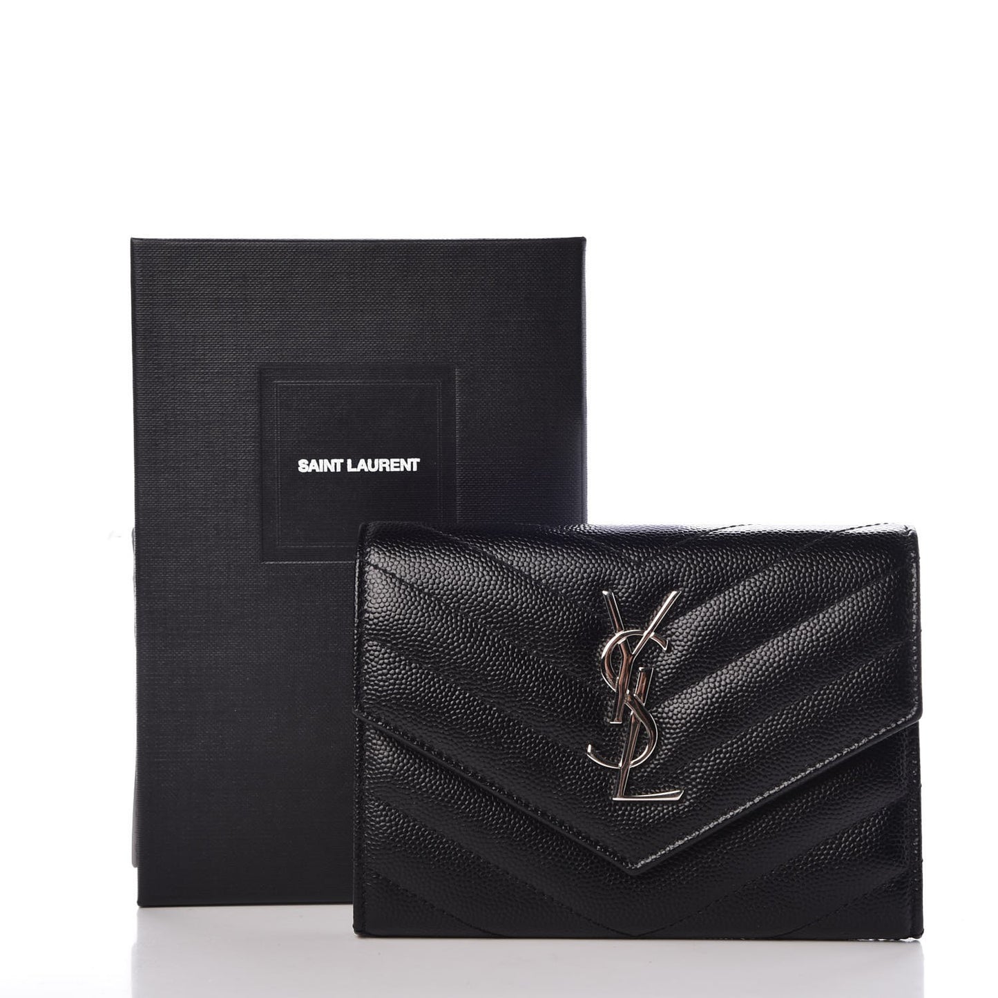 Grain De Poudre Matelasse Chevron Small Monogram Passport Case Black