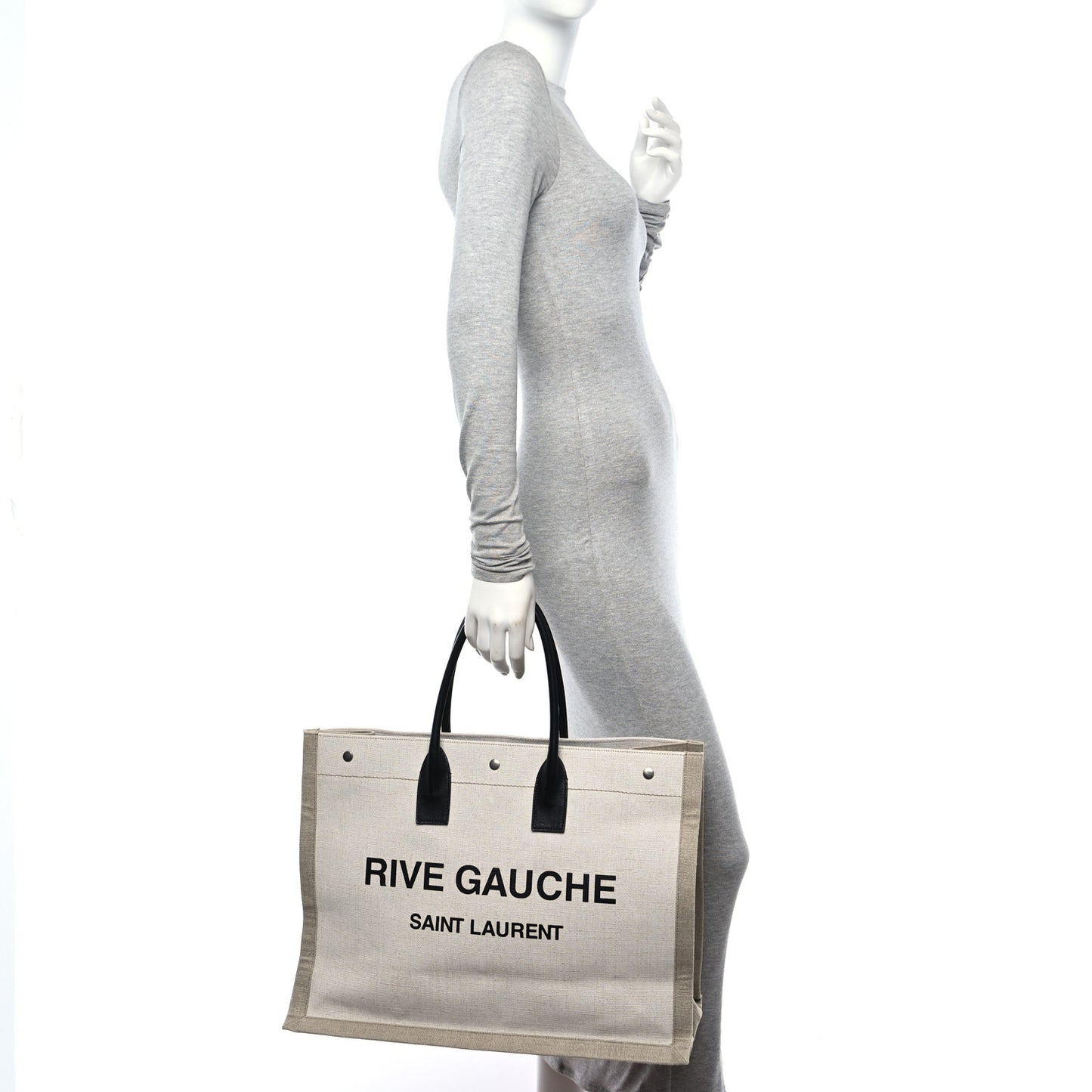 Linen Calfskin Rive Gauche Tote Optic White