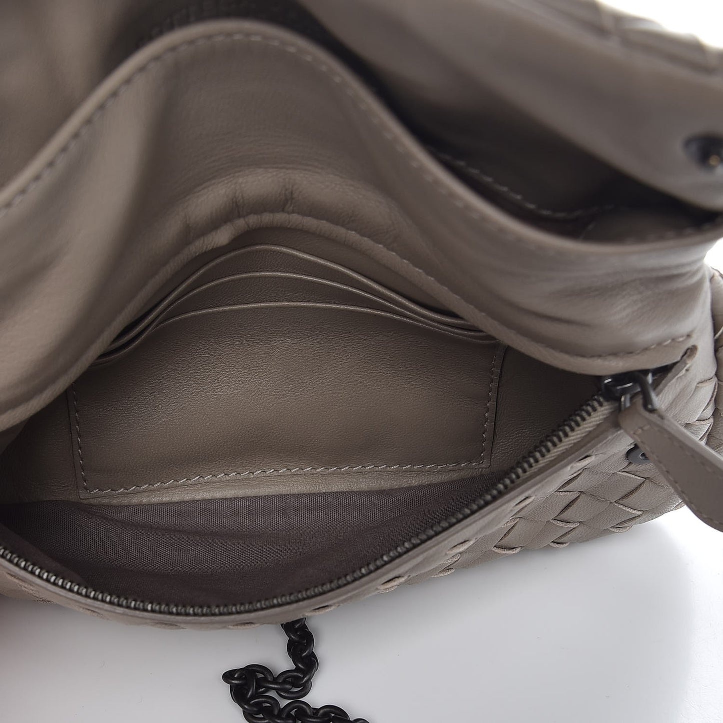 Nappa Intrecciato Mini Chain Messenger Fume