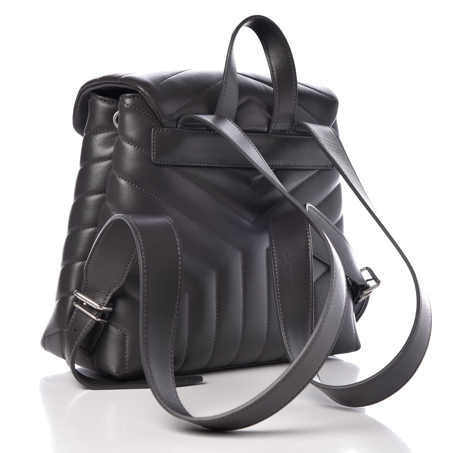 Saint Laurent Calfskin Y Quilted Monogram Small Loulou Backpack Asphalt 3 of 7