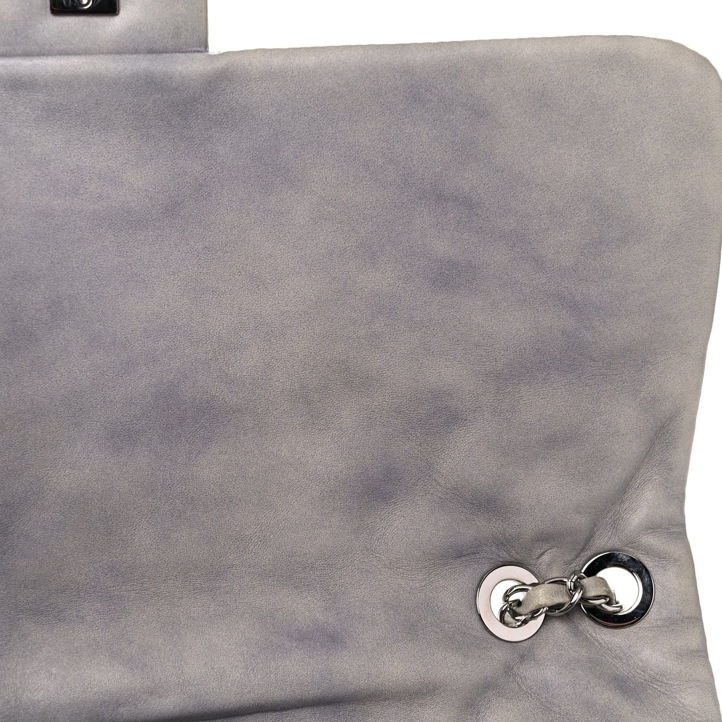 Lambskin Quilted Jumbo Coco Rain Flap Grey
