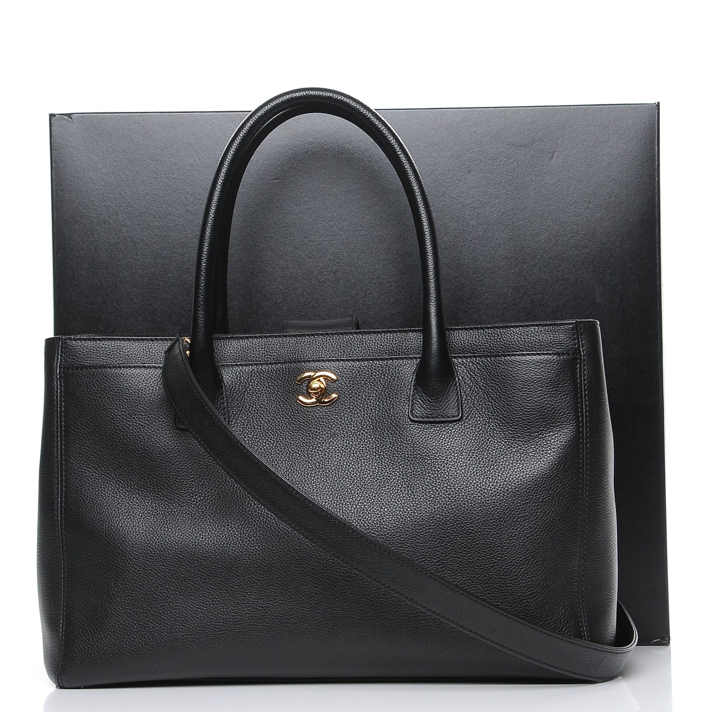 Calfskin Cerf Shopper Tote Black