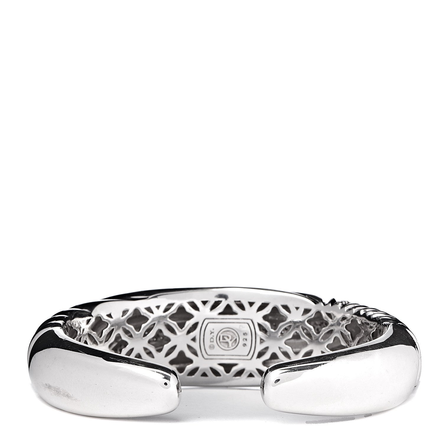 David Yurman Sterling Silver Diamond Hinge Cuff Bracelet 3 of 4