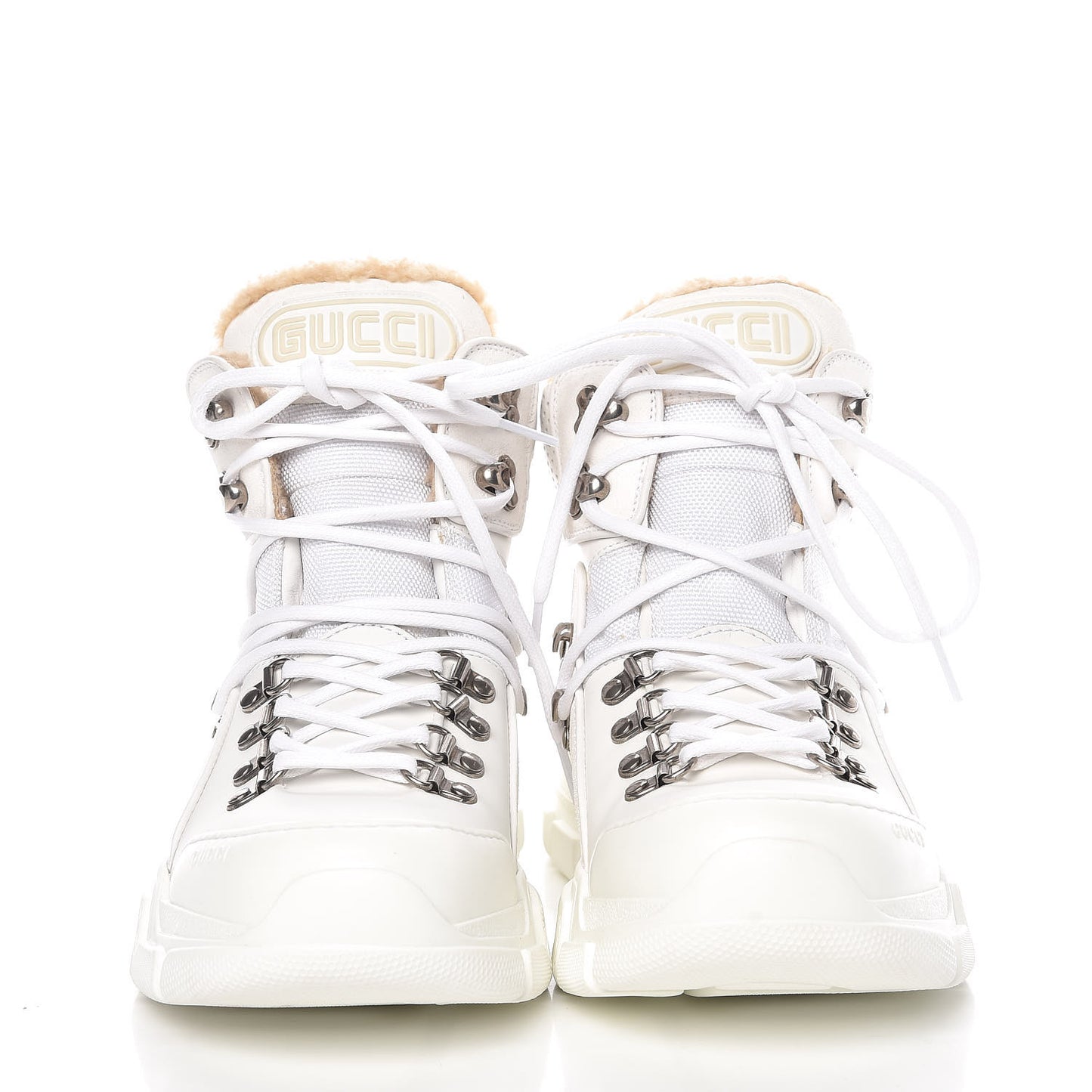 X SEGA Calfskin Suede Shearling Technical Canvas Womens Flashtrek High-Top Sneakers 39.5 Great White