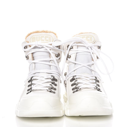 Gucci X SEGA Calfskin Suede Shearling Technical Canvas Womens Flashtrek High-Top Sneakers 39.5 Great White 2 of 7