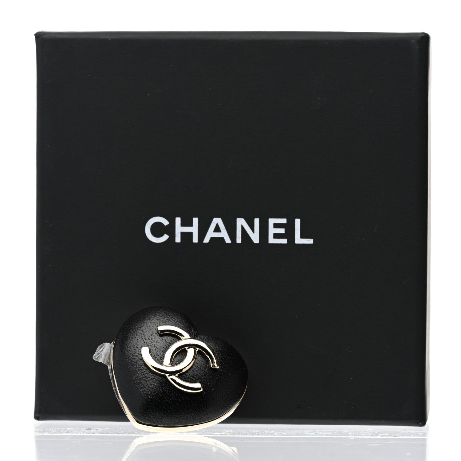 Chanel Lambskin CC Heart Brooch Gold Black 5 of 5