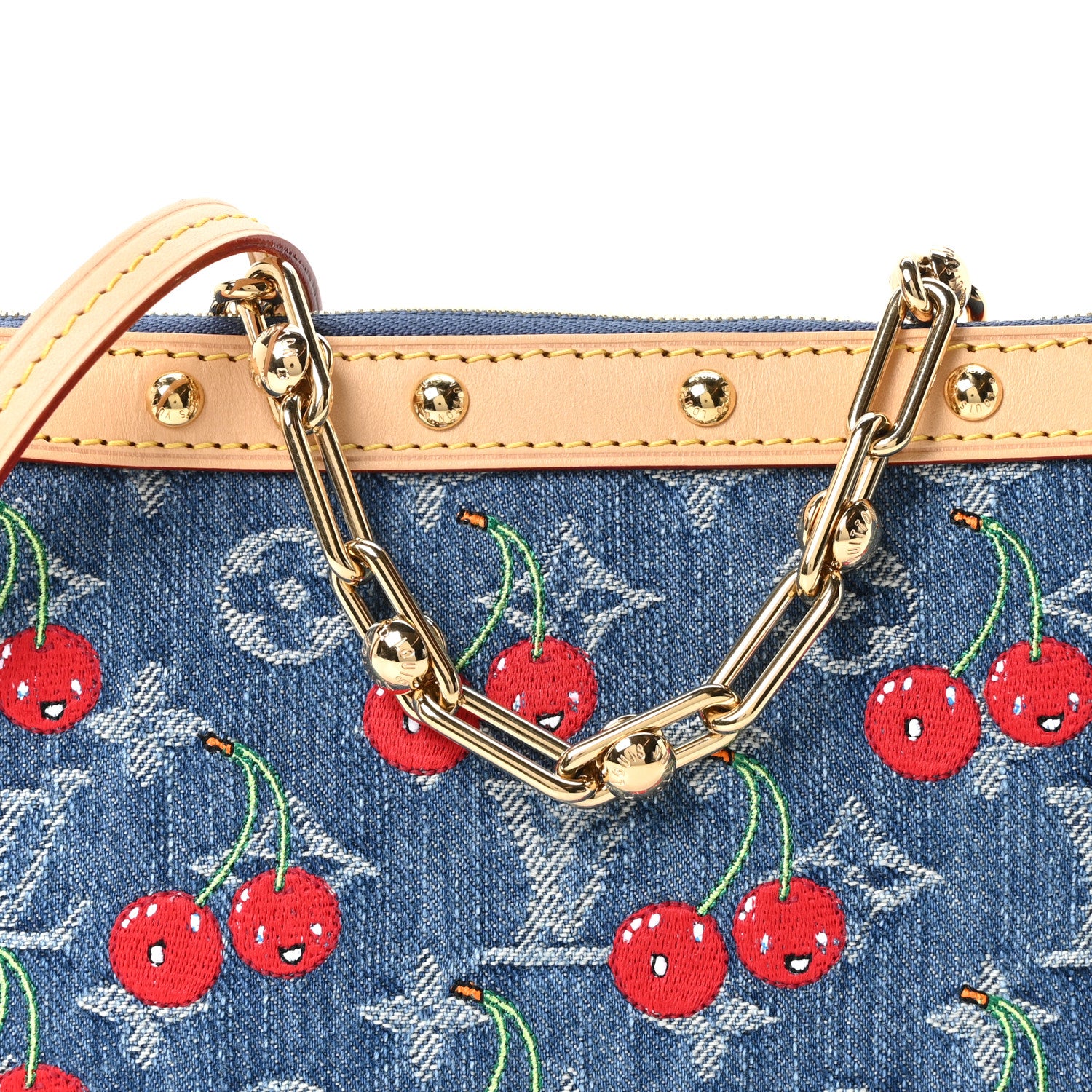 Louis Vuitton LV X TM Monogram Denim Cerises Pochette Accessories Blue 7 of 9