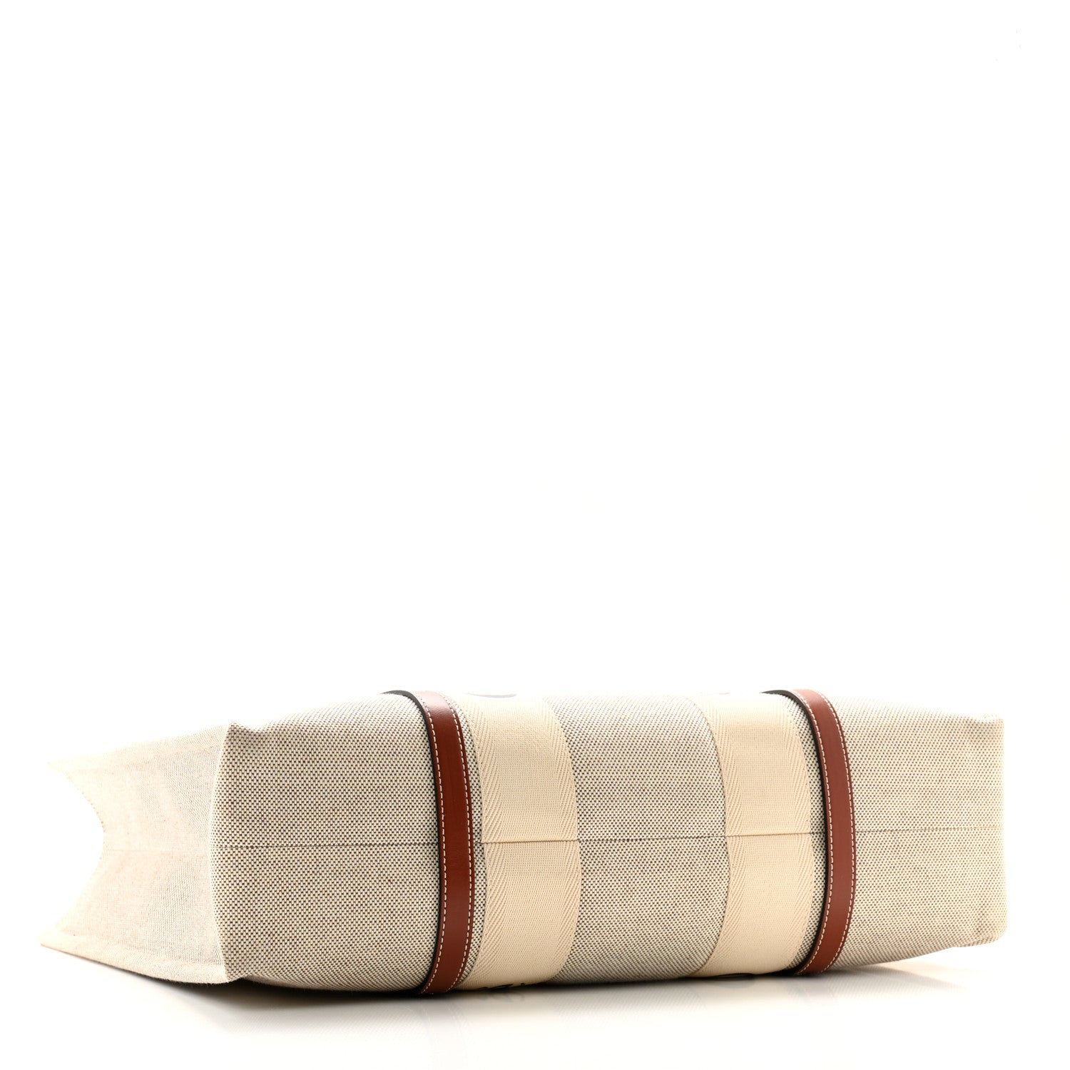 Chloe Cotton Calfskin Large Woody Ribbon Tote White Brown 4 of 13