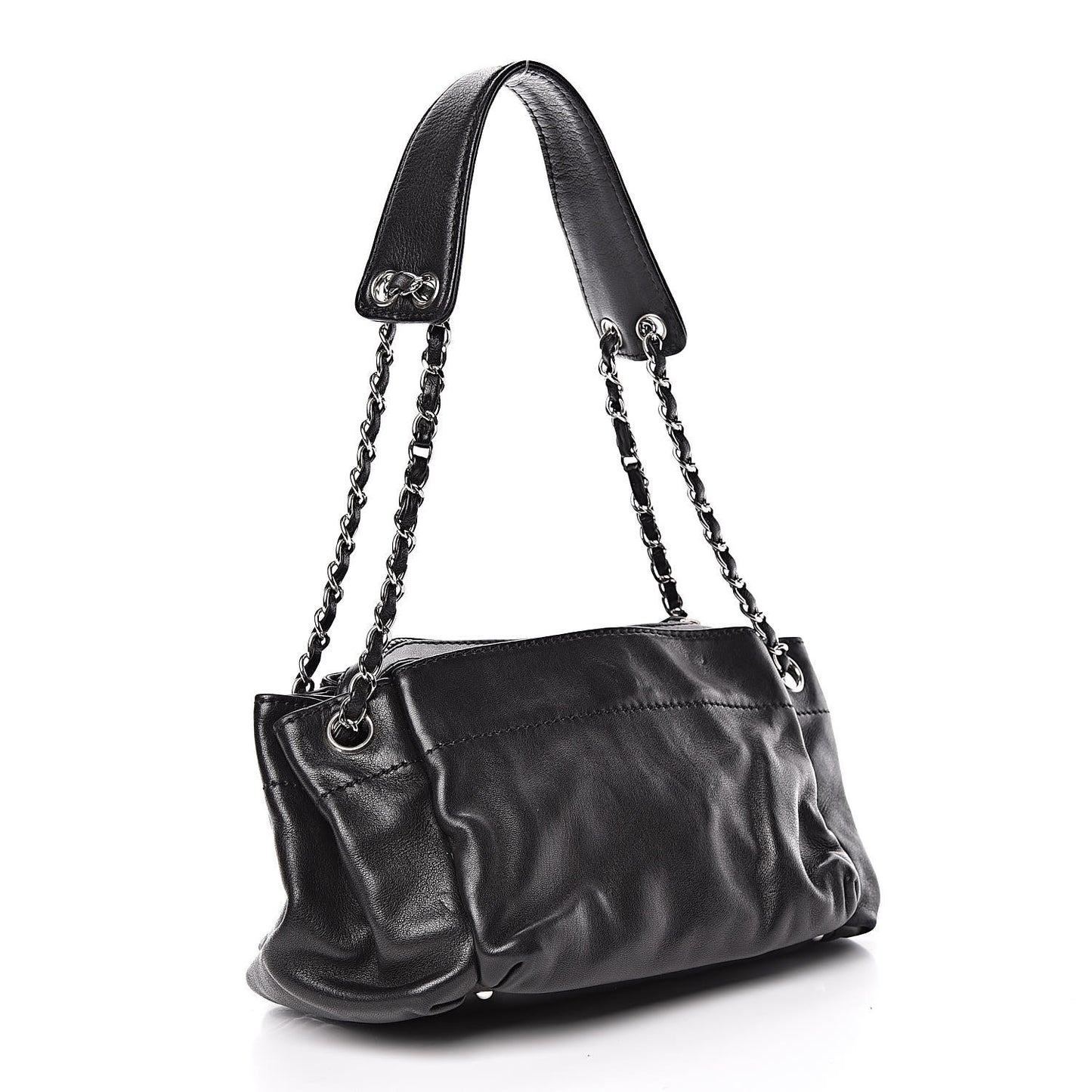 Lambskin Lax Accordion Hobo Black