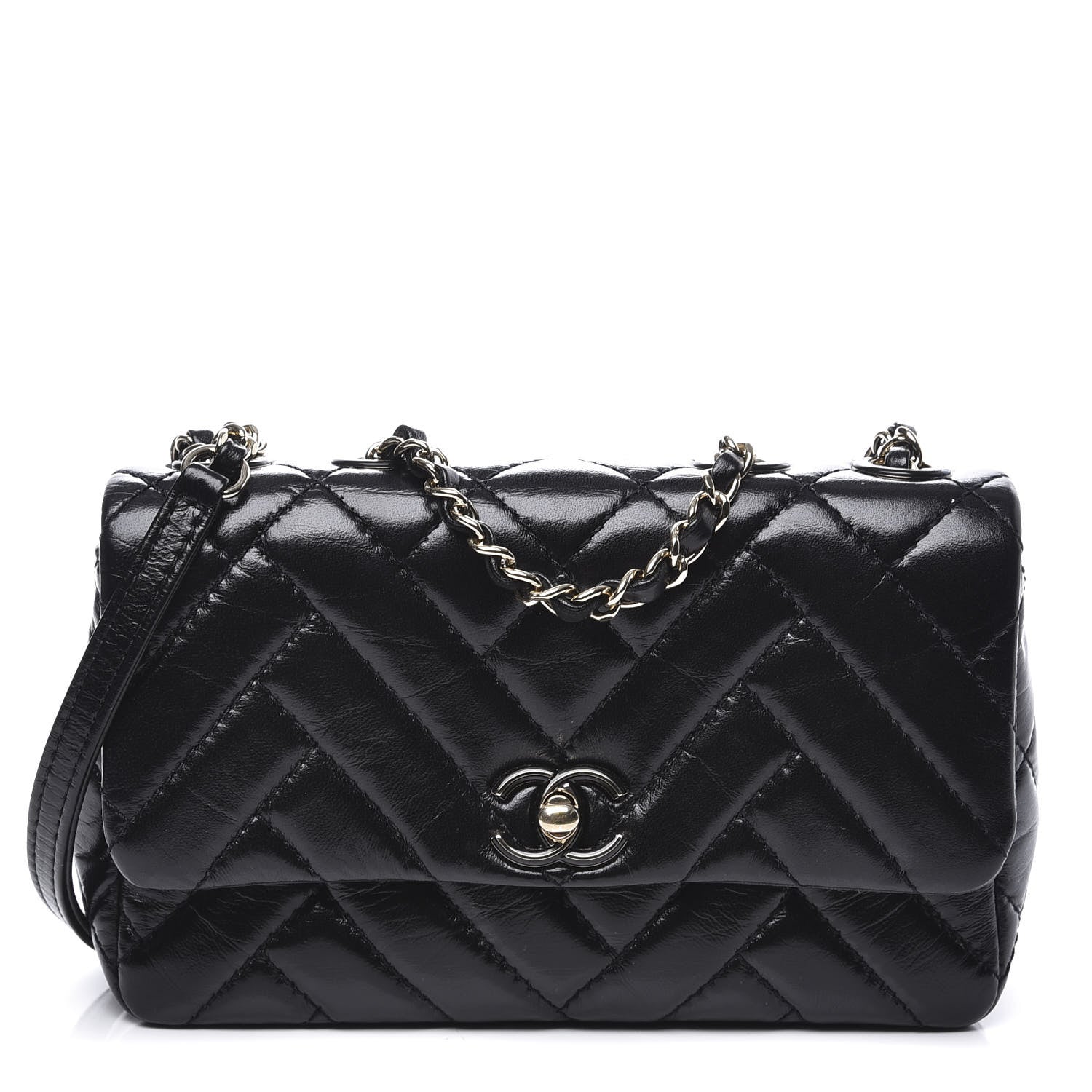 Chanel Shiny Lambskin Quilted Small Montcoco Flap Black 1 of 10