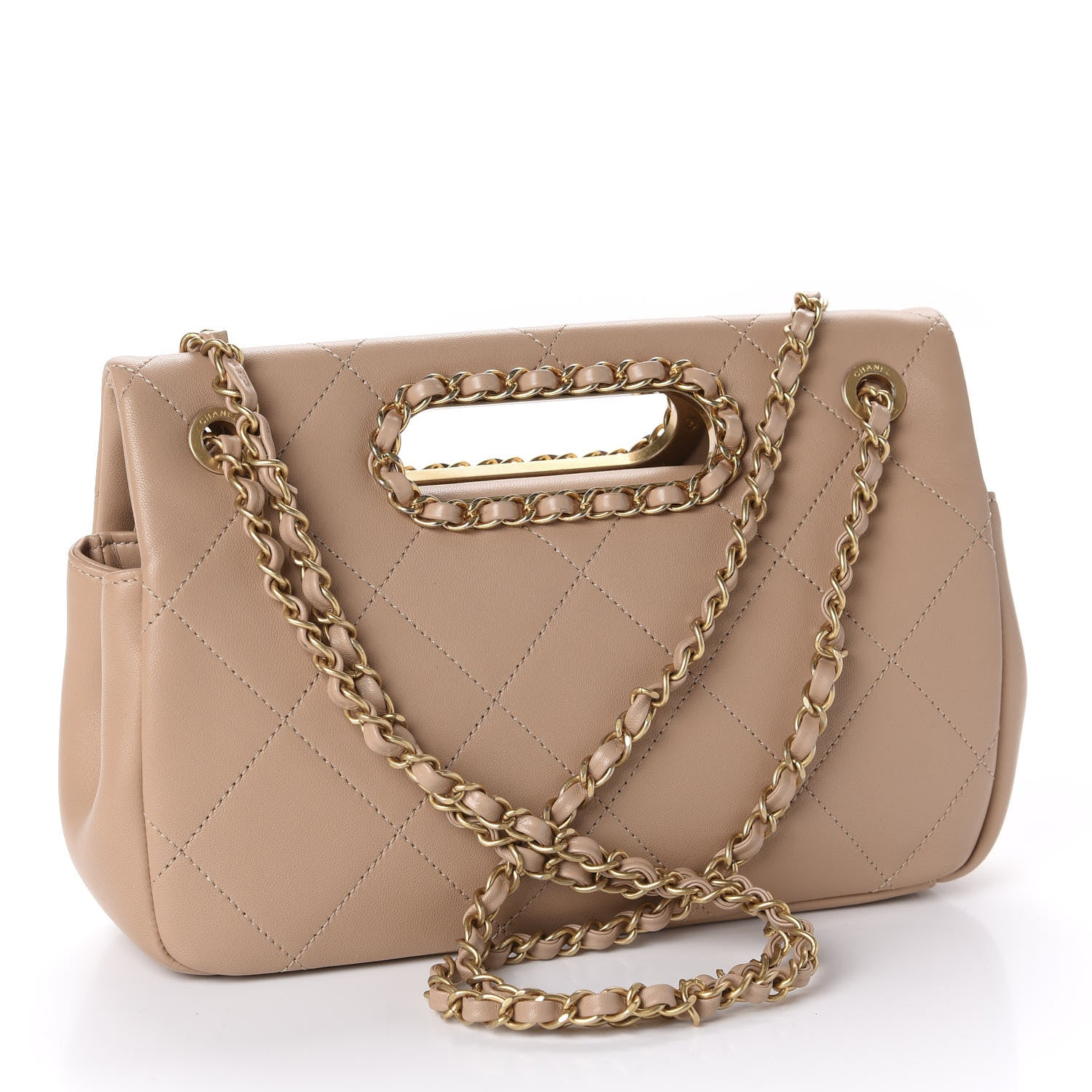 Chanel Lambskin A Real Catch Flap Bag Beige 4 of 11