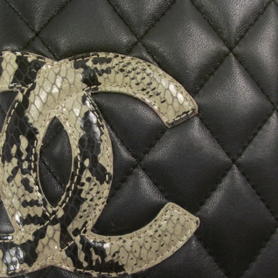 Leather Python Cambon Wallet Black