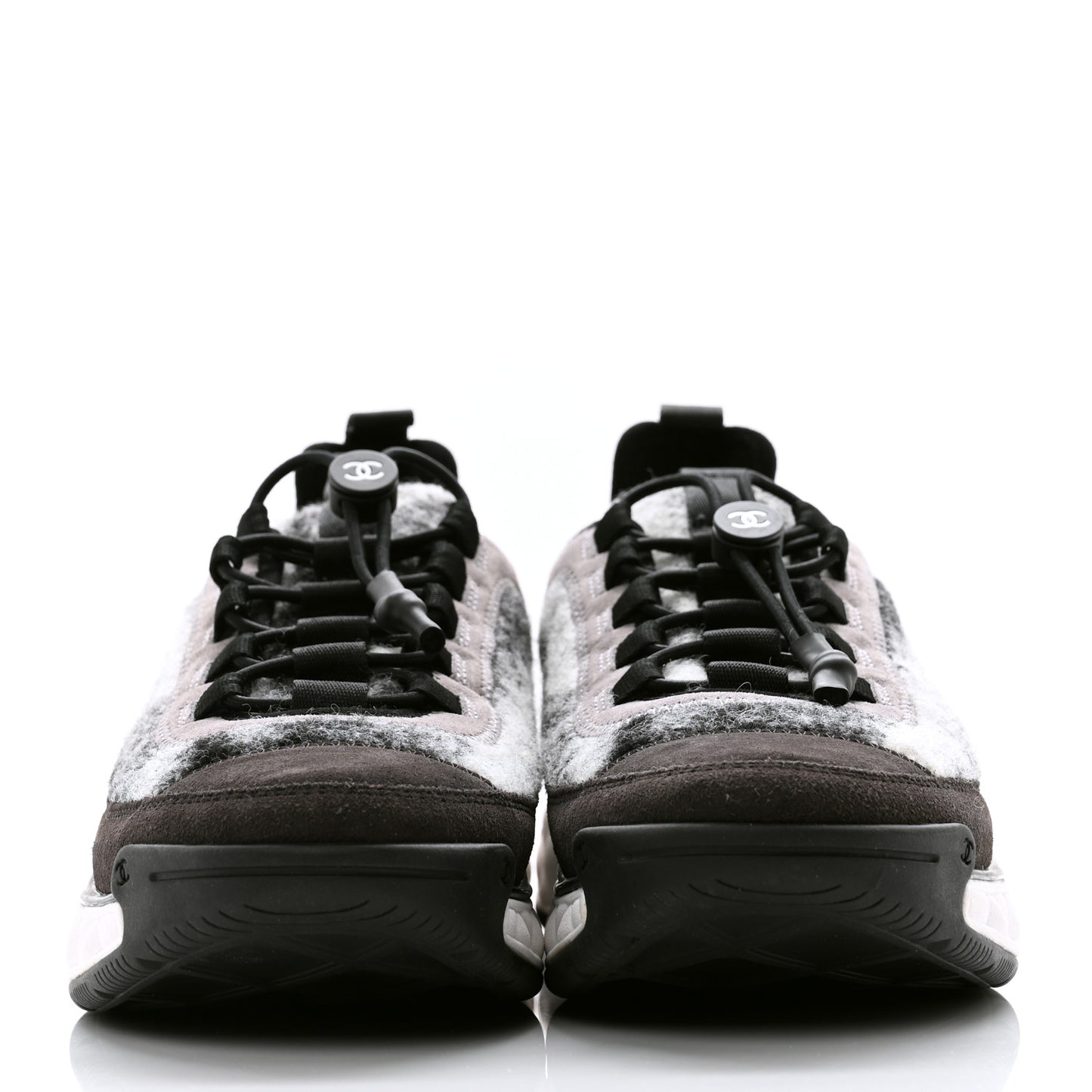 Fabric Suede Calfskin CC Sneakers 39.5 Gray