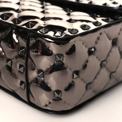 Valentino Garavani Metallic Patent Medium Rockstud Spike Shoulder Bag Rutenio 8 of 9