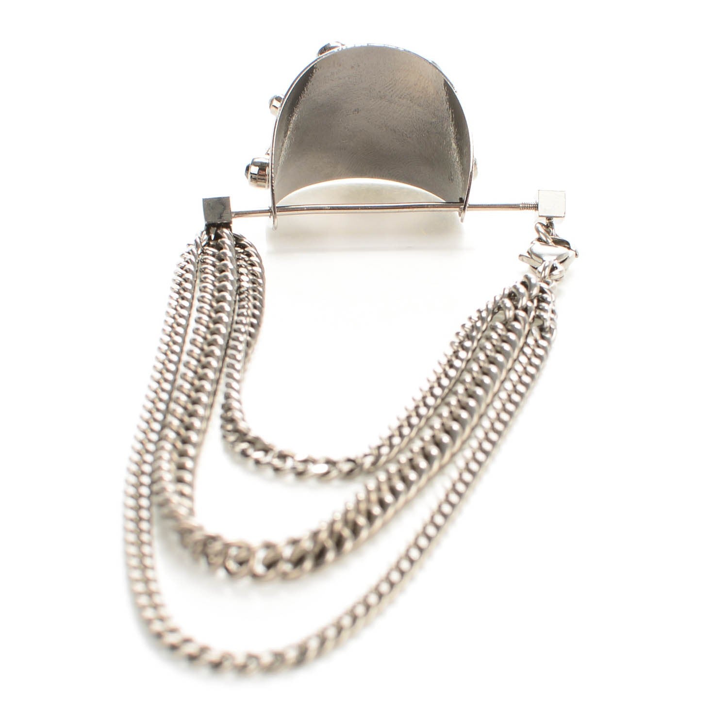 Chanel Crystal CC Scarf Chain Pin Silver 4 of 5