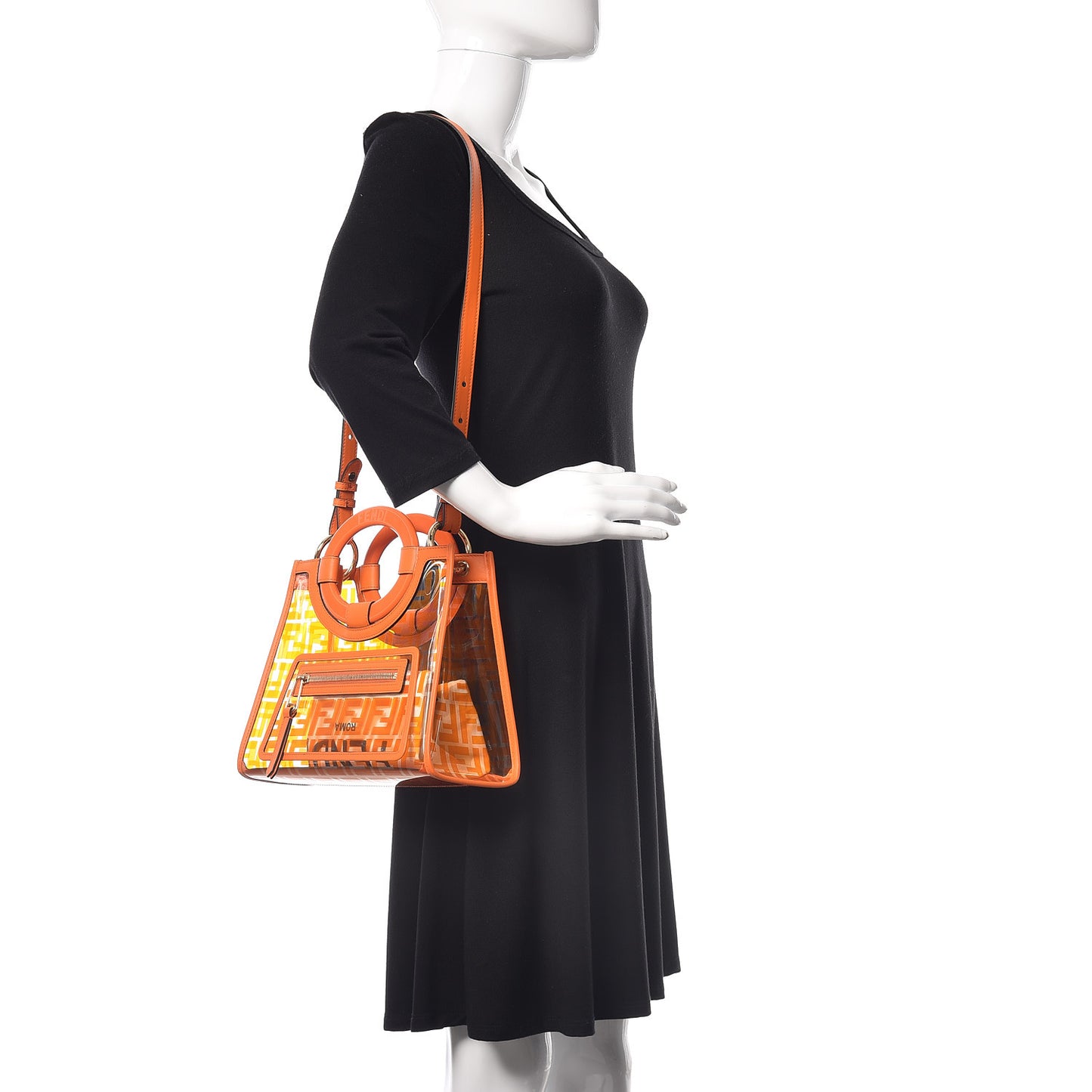TPU FF Vitello Century Plexiglass Small Runaway Shopper Tote Aranciata