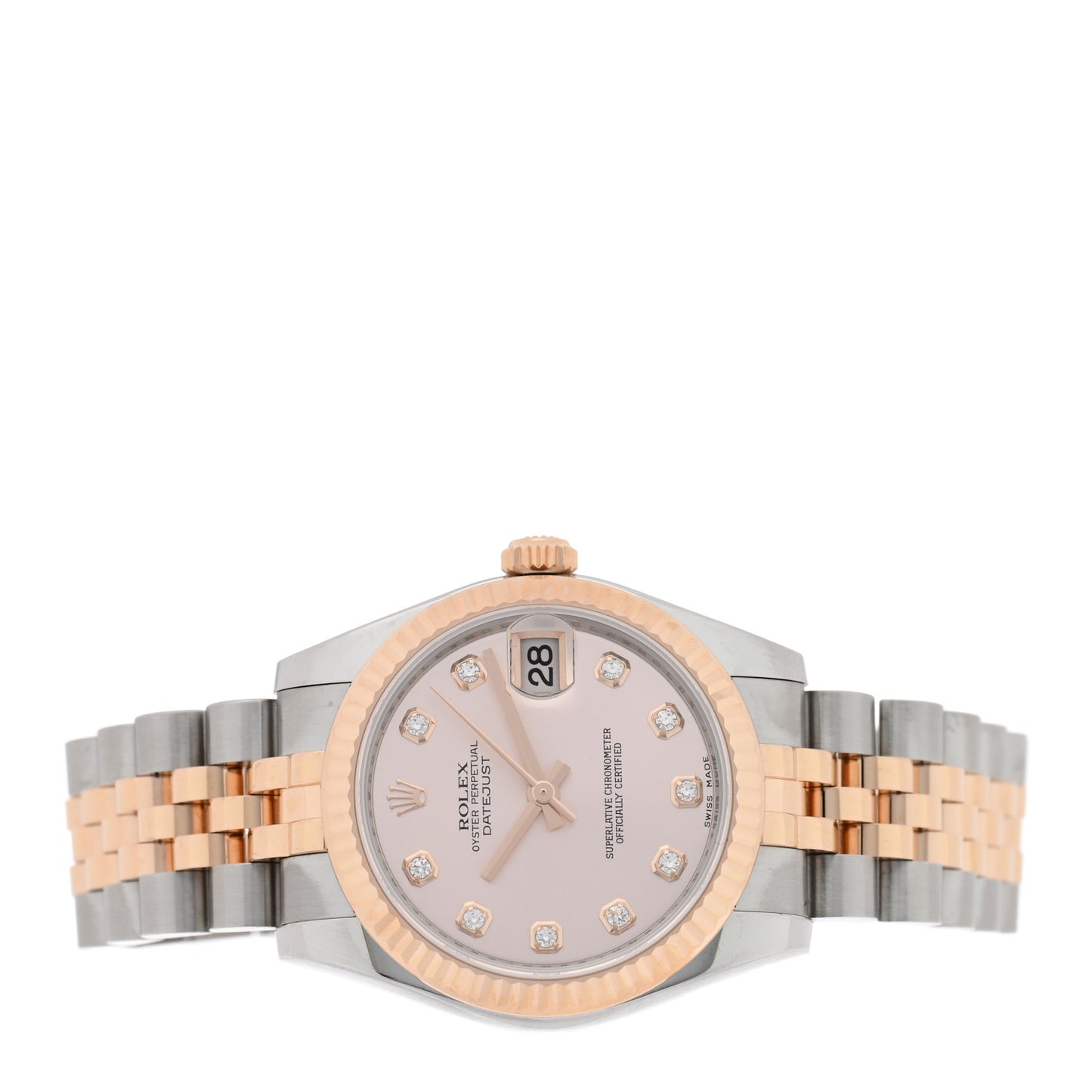 Stainless Steel 18K Everose Gold Diamond 31mm Oyster Perpetual Datejust Watch Pink 178271
