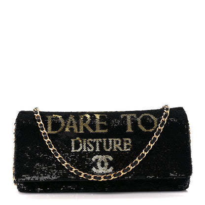 Chanel Sequin Paris Cosmopolite Dare To Disturb Flap Black Gold 1 of 11