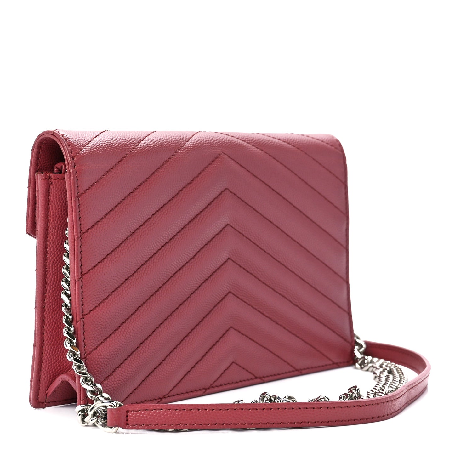 Grain De Poudre Matelasse Chevron Monogram Envelope Chain Wallet Blush Fonce