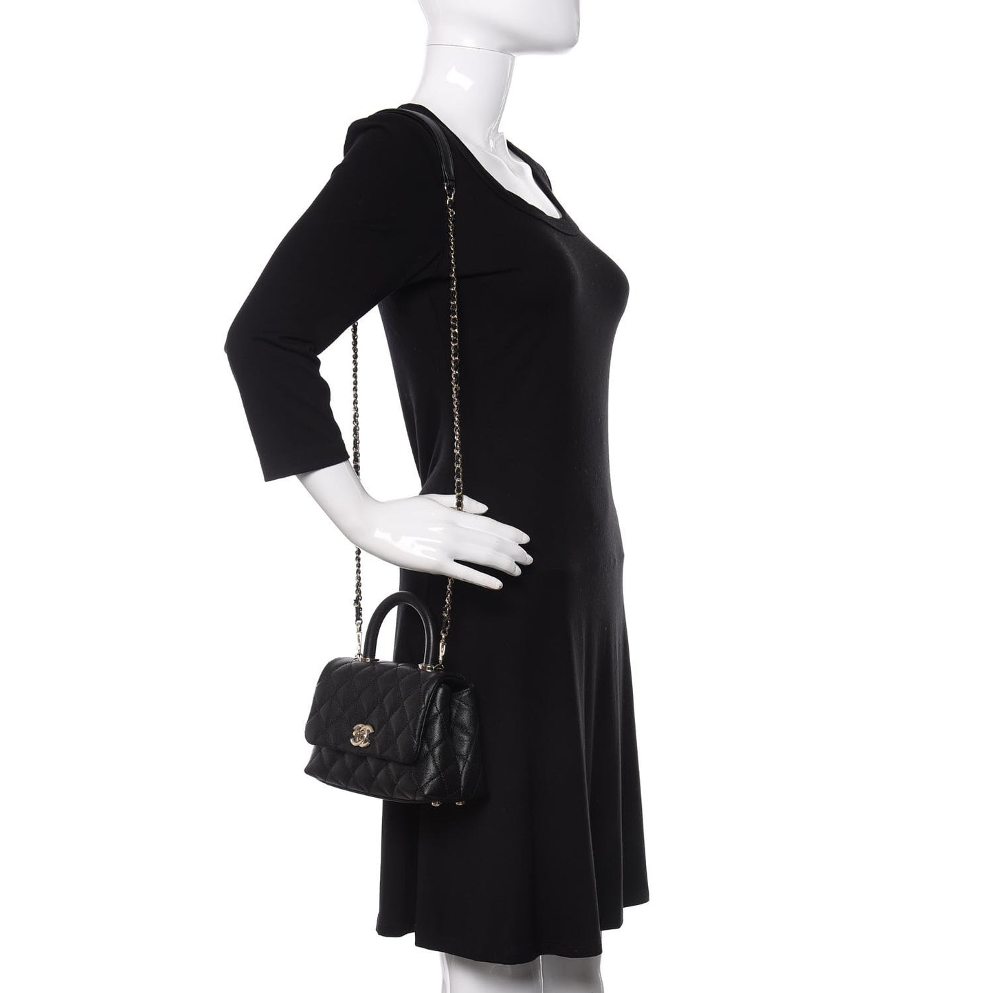 Caviar Quilted Extra Mini Coco Handle Flap Black