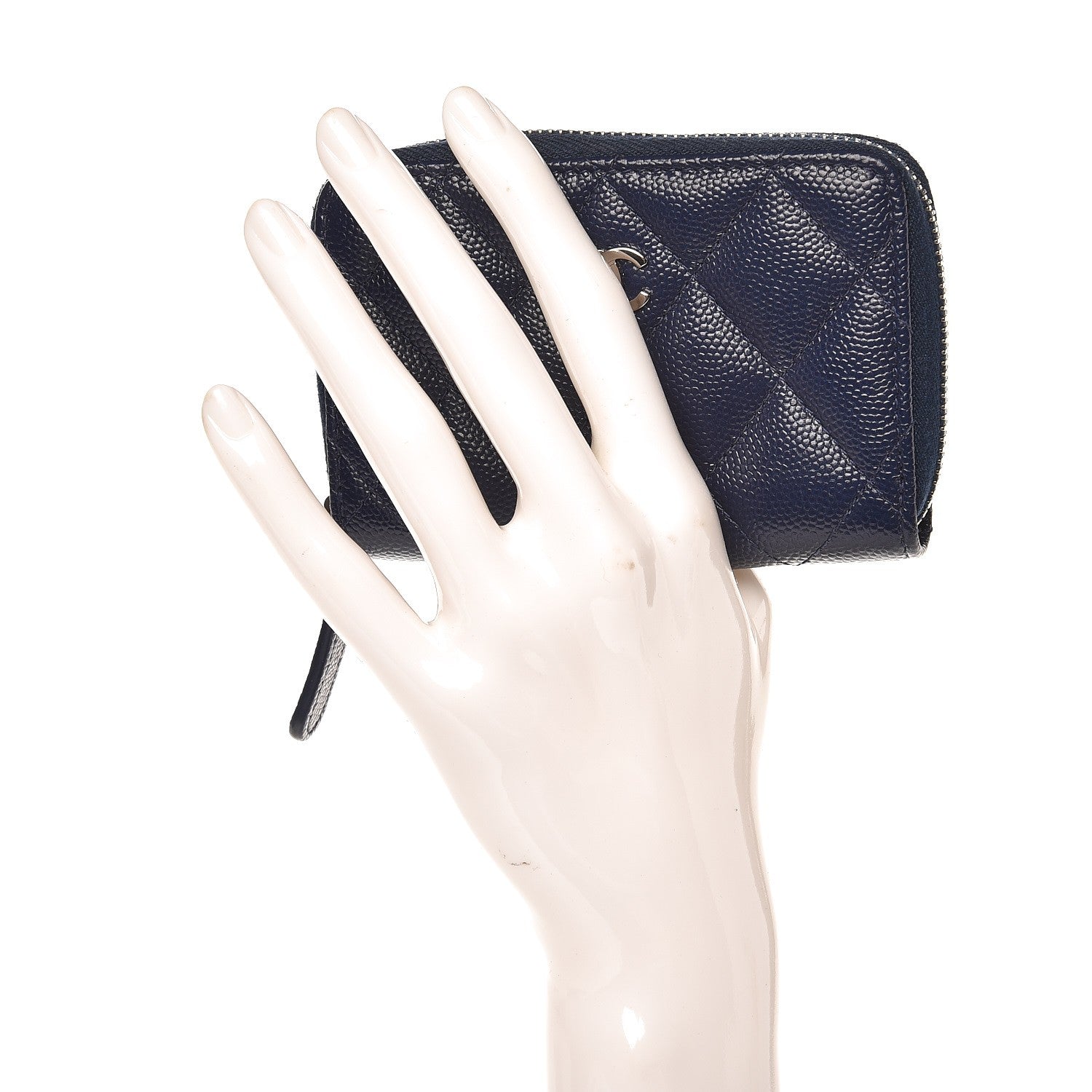 Chanel Caviar Quilted Zip Coin Purse Navy 2 of 7