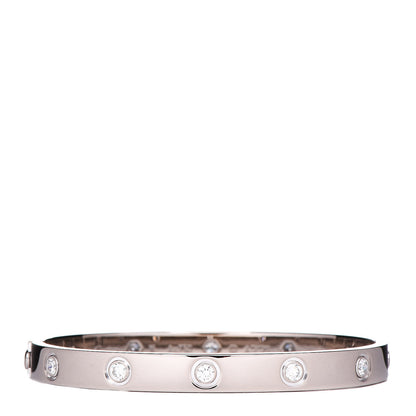 Cartier 18K White Gold 10 Diamond LOVE Bracelet 16 1 of 7