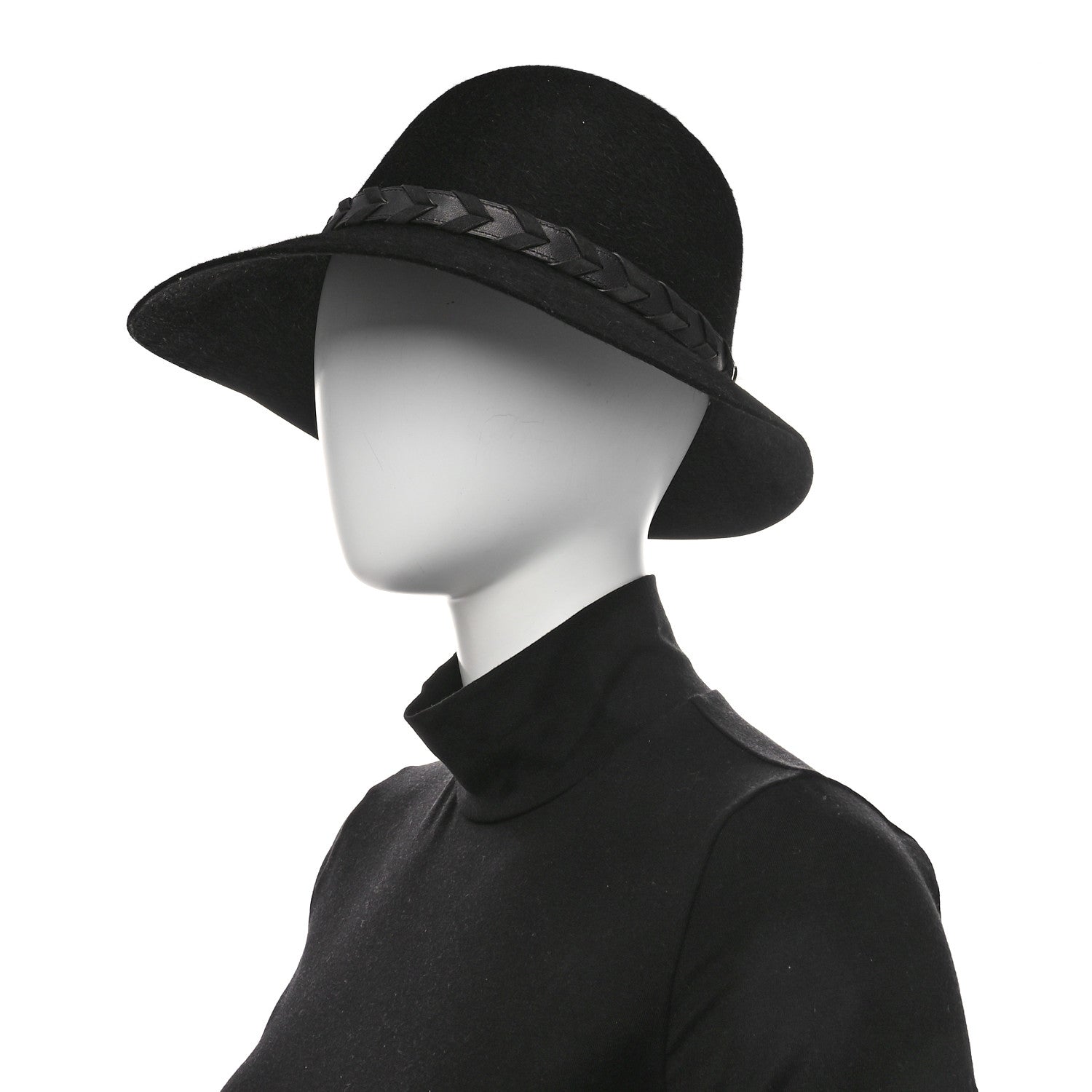Hermes Rabbit Felt Lambskin Hat 58 Black 2 of 10
